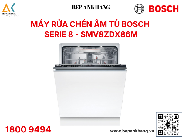 Máy rửa chén Bosch SMV8ZDX86M Series 8 âm tủ sấy Zeolith